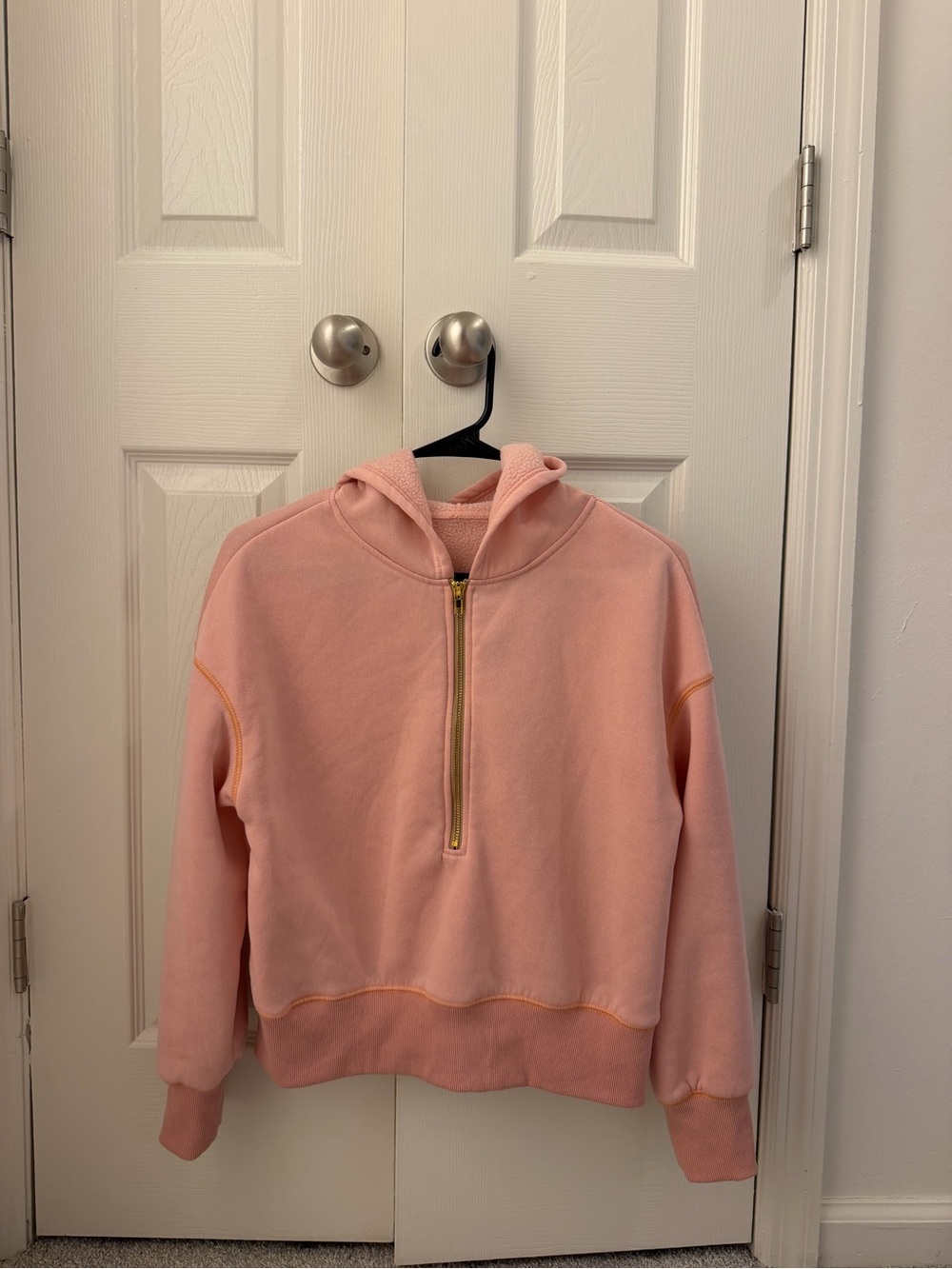 Women's Pink Half-Zip Hoodie Sweatshirt